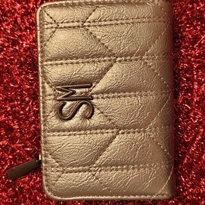 Steve Madden Silver Quilted Wallet Quilted Small Card And Money Holder